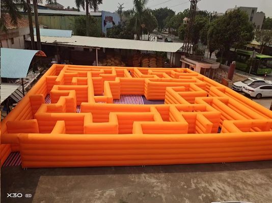 برتقال 100SQM حديقة في الهواء الطلق ملعب متاهة نفخة للبيع