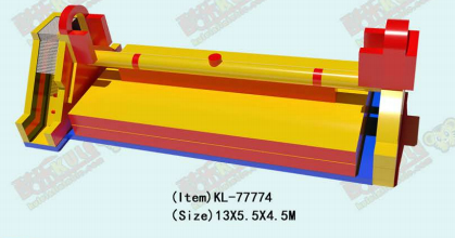 أصفر - أحمر هيكل لعب قابل للنفخ بناء مرح