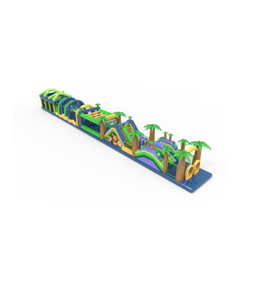 مسار مغامرات الغابة المليء بالعقبات القابلة للنفخ متعددة الألوان