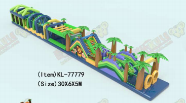 مسار مغامرات الغابة المليء بالعقبات القابلة للنفخ متعددة الألوان
